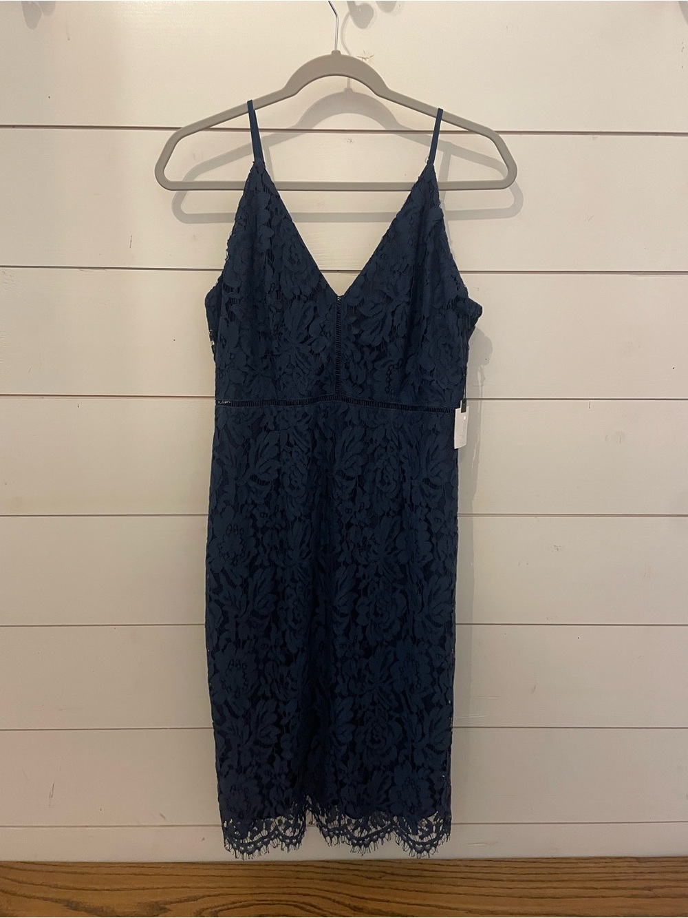 Astr Navy Lace Spaghetti-Strap Midi Dress - Picture 2 of 6